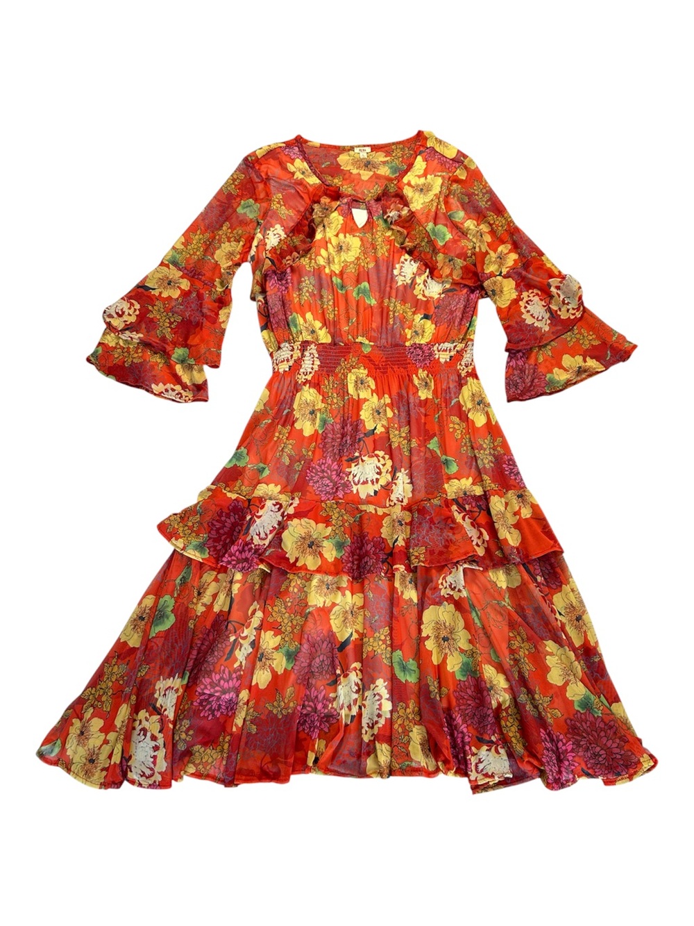 Reba Free Spirit Floral Tiered Midi Dress
